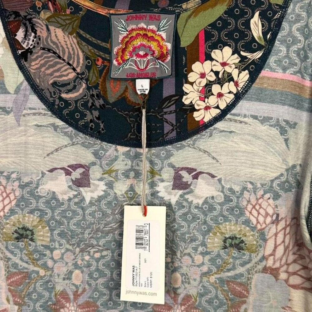 Johnny Was Aran Favorite Long Sleeve V-Neck Boho Floral Blouse New with Tags - Picture 4 of 8